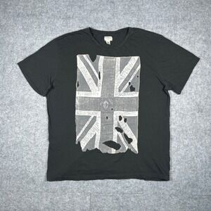 Denim & Supply Ralph Lauren T-Shirt Mens XL slim Black Flag Graphic Distressed